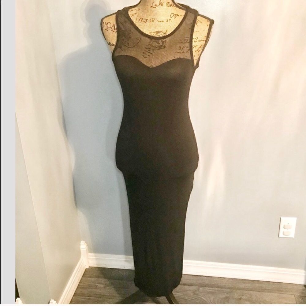 Black medium sexy slit maxi long dress